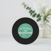 Retro Vinyl Record Wedding - Rosa Details Einladung (Stehend Vorderseite)