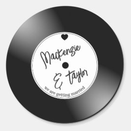Retro Vinyl Record Wedding Runder Aufkleber