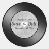 Retro Vinyl Record Wedding Save the Date Runder Aufkleber (Vorderseite)