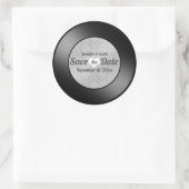 Retro Vinyl Record Wedding Save the Date Runder Aufkleber (Tasche)