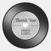 Retro Vinyl Record Wedding Vielen Dank Runder Aufkleber (Vorderseite)