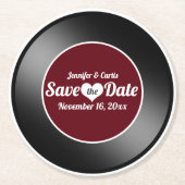 Retro Vinyl Record Wein Red Wedding Retro Vinyl Sp Runder Pappuntersetzer (Vorderseite)