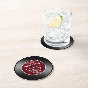 Retro Vinyl Record Wein Red Wedding Retro Vinyl Sp Runder Pappuntersetzer