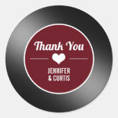 Retro Vinyl Record Wine Red Wedding Vielen Dank Runder Aufkleber (Vorderseite)