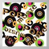 Retro Vinyl Records Pop Music Theme Poster (Vorne)
