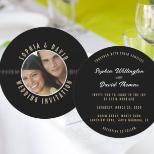 Retro-Vinyl-Schallplatte FOTO Hochzeit Einladung