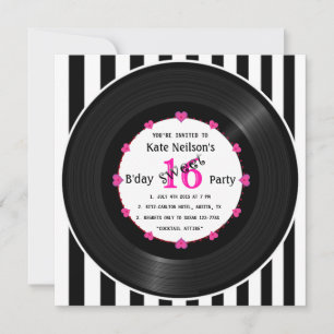 Retro-Vinyl-Schallplatte l Modern Sweet 16 Geburts Einladung