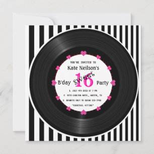 Retro-Vinyl-Schallplatte l Modern Sweet 16 Geburts Einladung