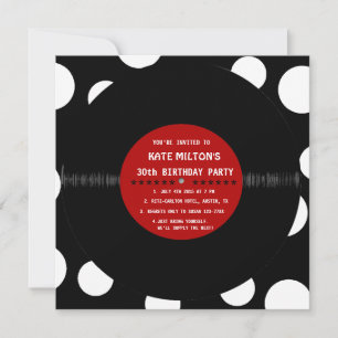 Retro-Vinyl-Schallplatte l Moderne Geburtstagseinl Einladung