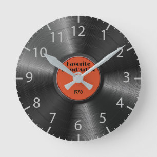 Retro-Vinyl-Schallplatte Lieblingsband Musiker Mus Runde Wanduhr