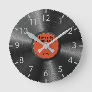 Retro-Vinyl-Schallplatte Lieblingsband Musiker Mus Runde Wanduhr