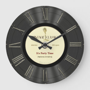 Retro-Vinyl-Schallplatte mit gedrucktem Design Große Wanduhr
