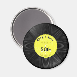 Retro-Vinyl-Schallplatte Rock N Roll Gelbe Geburts Magnet