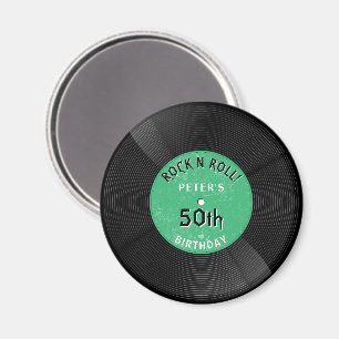 Retro-Vinyl-Schallplatte Rock N Roll Grüne Geburts Magnet