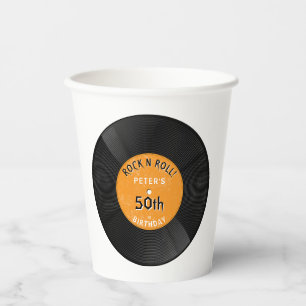 Retro-Vinyl-Schallplatte Rock N Roll Orange Geburt Pappbecher