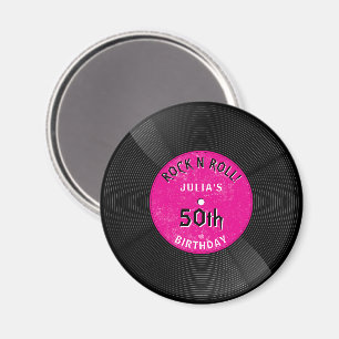 Retro-Vinyl-Schallplatte Rock N Roll Pink Geburtst Magnet