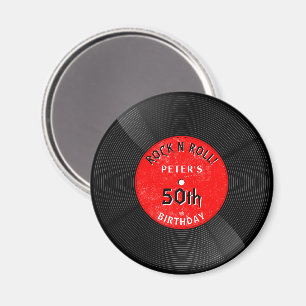 Retro-Vinyl-Schallplatte Rock N Roll Roter Geburts Magnet