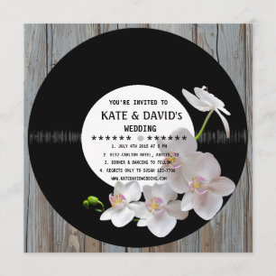 Retro-Vinyl-Schallplatte Rustikale Country-Hochzei Einladung