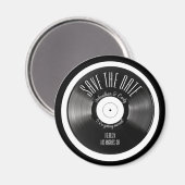 Retro-Vinyl-Schallplatte schwarz Save the Date Ver Magnet (Vorderseite/Rückseite)