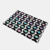 Retro-Vinyl-Schallplatten Farbige Musterdesign Fußmatte (Schrägansicht)