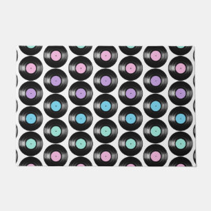 Retro-Vinyl-Schallplatten Farbige Musterdesign Fußmatte