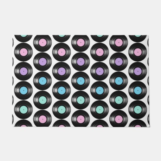 Retro-Vinyl-Schallplatten Farbige Musterdesign Fußmatte (Vorderseite)