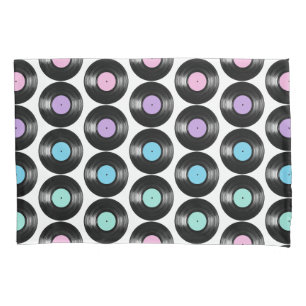 Retro-Vinyl-Schallplatten Farbige Musterdesign Kissenbezug