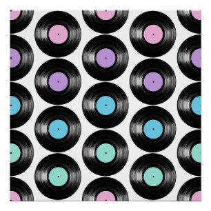 Retro-Vinyl-Schallplatten Farbige Musterdesign Poster