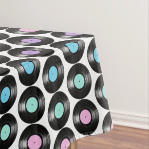 Retro-Vinyl-Schallplatten Farbige Musterdesign Tischdecke