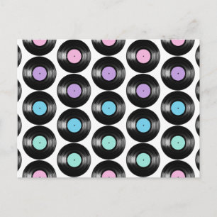Retro-Vinyl-Schallplatten Farbige Musterdesigns Postkarte