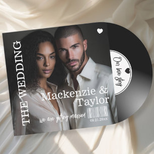 Retro-Vinyl-Schallplatten-Foto-Cover-Hochzeit Einladung
