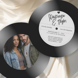 Retro Vinyl-Schallplatten-Foto-Hochzeit Einladung