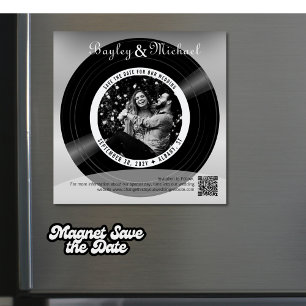 Retro-Vinyl-Schallplatten-Foto-Hochzeit - Heiratsa Magneteinladung