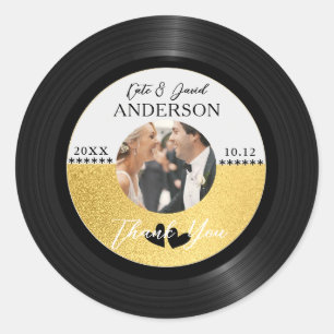 Retro-Vinyl-Schallplatten-Foto-Hochzeitsgeschenk D Runder Aufkleber