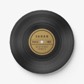 Retro-Vinyl-Schallplatten-Geburtstag Pappteller (Vorderseite)