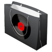 Retro-Vinyl-Schallplatten-Geschenktasche Große Geschenktüte (Rückseite Schrägansicht)
