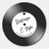 Retro-Vinyl-Schallplatten-Hochzeit Runder Aufkleber (Vorderseite)