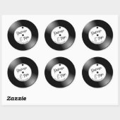 Retro-Vinyl-Schallplatten-Hochzeit Runder Aufkleber (Blatt)