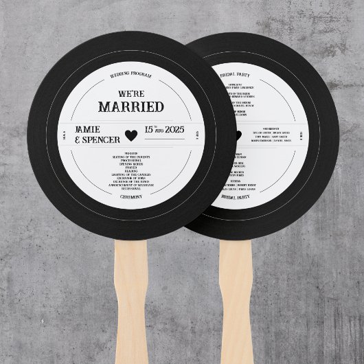 Retro-Vinyl-Schallplatten-Hochzeitsprogramm Fächer