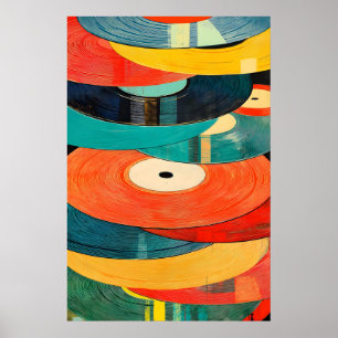Retro-Vinyl-Schallplatten-Kunstprint Abstrakter Mi Poster