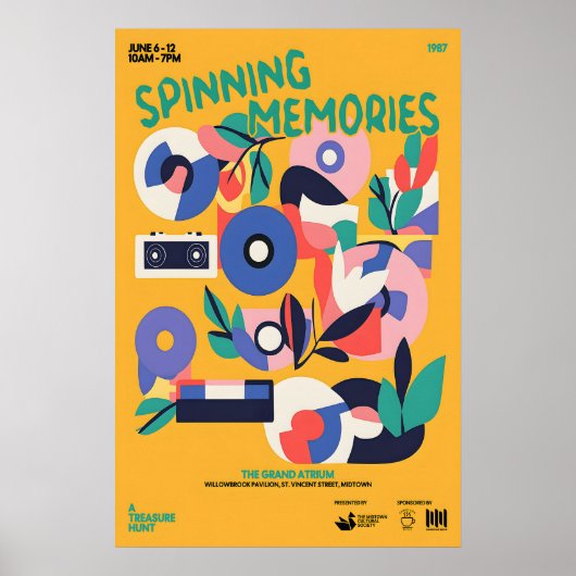 Retro-Vinyl-Schallplatten-Kunstprint Mid-Century-M Poster (Vorne)