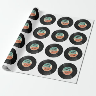 Retro-Vinyl-Schallplatten-Musik-Geburtstagsfeier Geschenkpapier