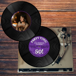Retro-Vinyl-Schallplatten-Musik-Meilenstein-Geburt Einladung