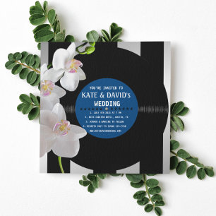 Retro-Vinyl-Schallplatten-Orchideen Moderne Hochze Einladung