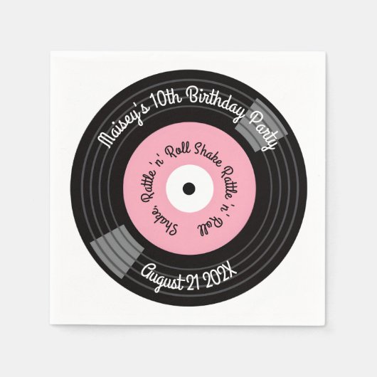 Retro-Vinyl-Schallplatten-Party Serviette (Vorderseite)