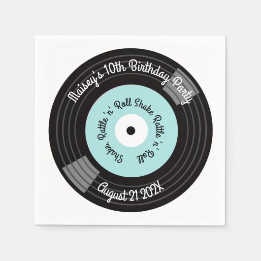 Retro-Vinyl-Schallplatten-Party Serviette (Vorderseite)