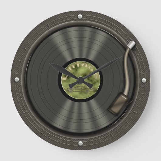 Retro-Vinyl-Schallplatten-Wanduhr Große Wanduhr (Vorderseite)
