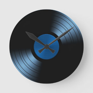Retro-Vinyl-Schallplattenalbum in Blau Runde Wanduhr