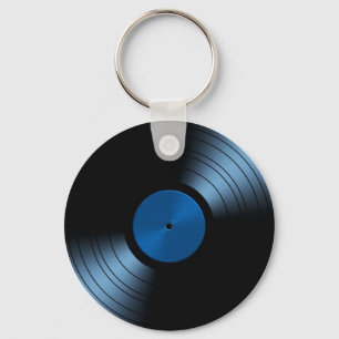 Retro-Vinyl-Schallplattenalbum in Blau Schlüsselanhänger