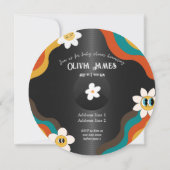 Retro-Vinyl-Schallplattendusche Einladung (Rückseite)